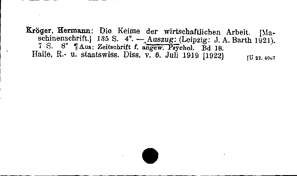 [Katalogkarte Dissertationenkatalog bis 1980]