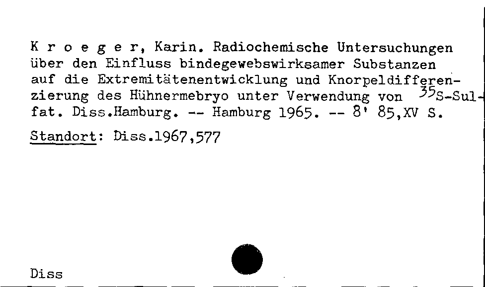 [Katalogkarte Dissertationenkatalog bis 1980]