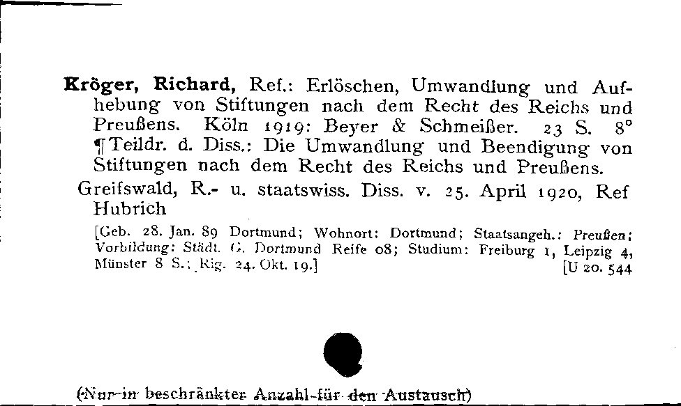 [Katalogkarte Dissertationenkatalog bis 1980]