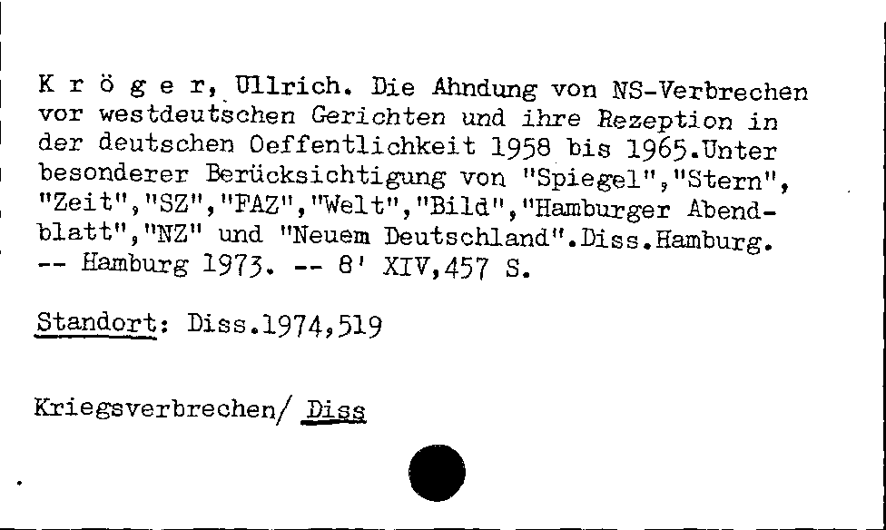 [Katalogkarte Dissertationenkatalog bis 1980]