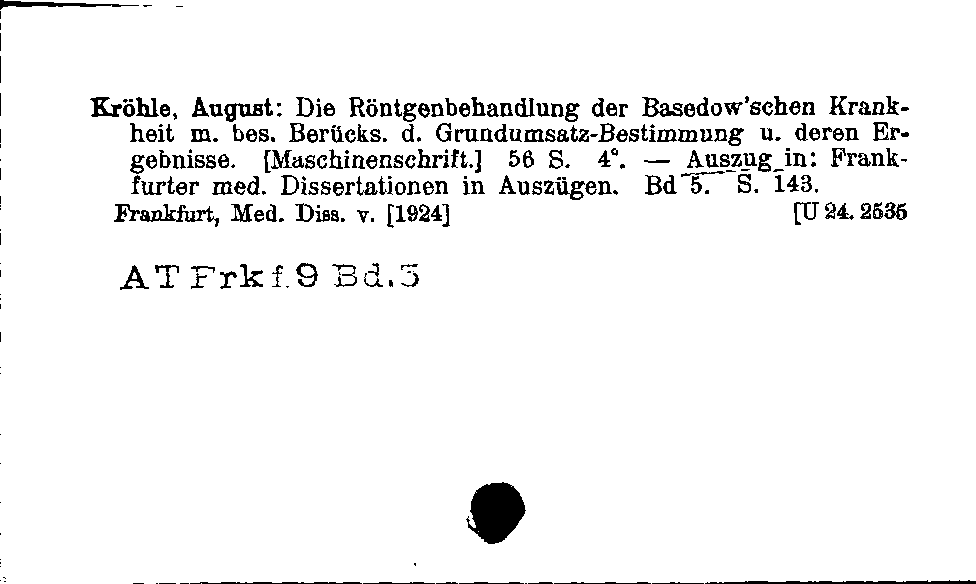 [Katalogkarte Dissertationenkatalog bis 1980]