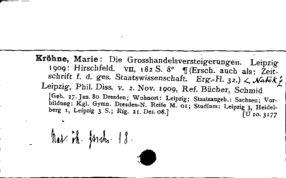 [Katalogkarte Dissertationenkatalog bis 1980]