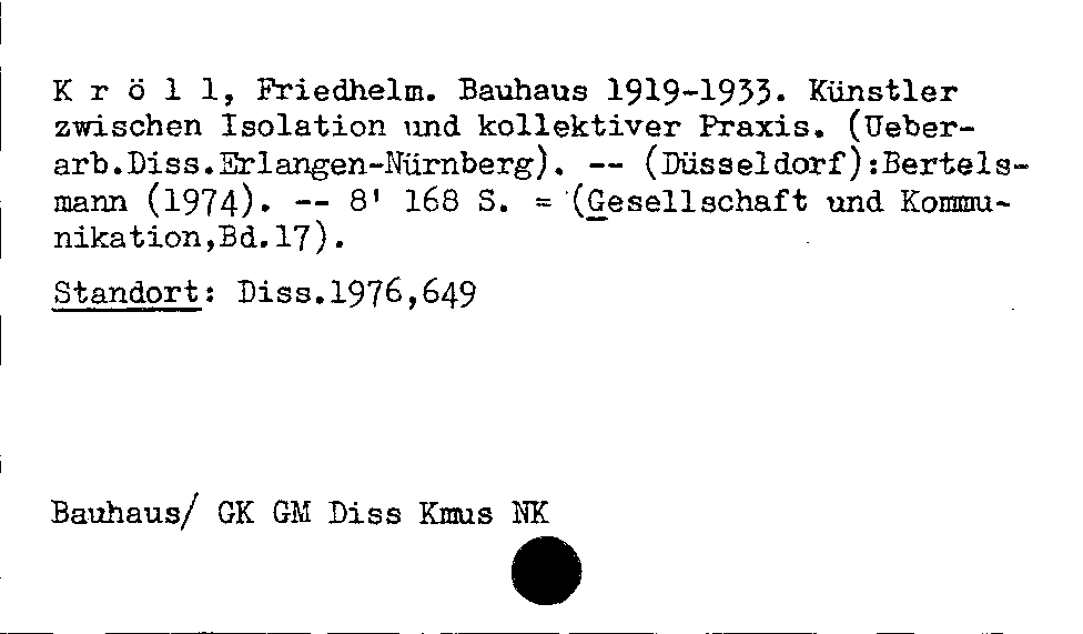 [Katalogkarte Dissertationenkatalog bis 1980]