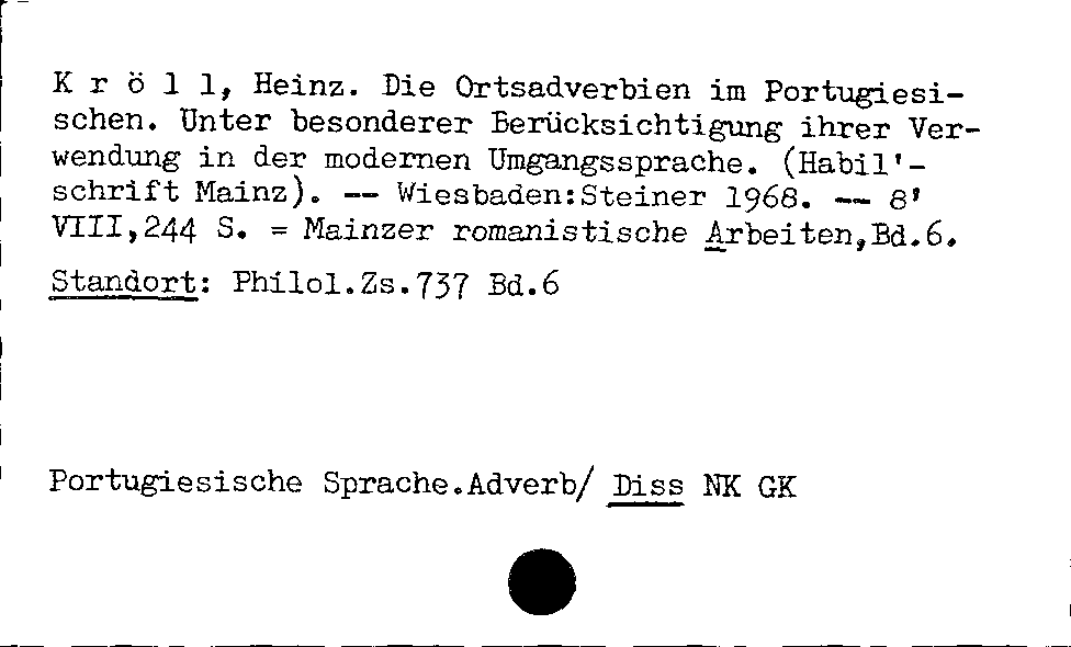 [Katalogkarte Dissertationenkatalog bis 1980]