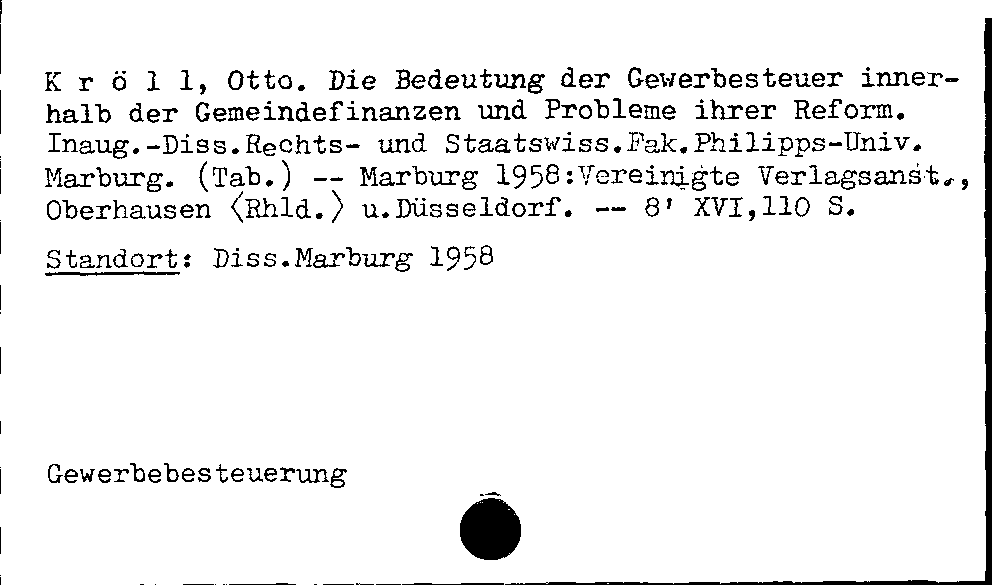 [Katalogkarte Dissertationenkatalog bis 1980]