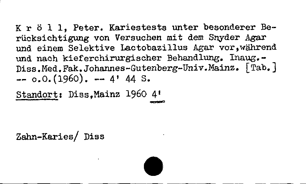 [Katalogkarte Dissertationenkatalog bis 1980]