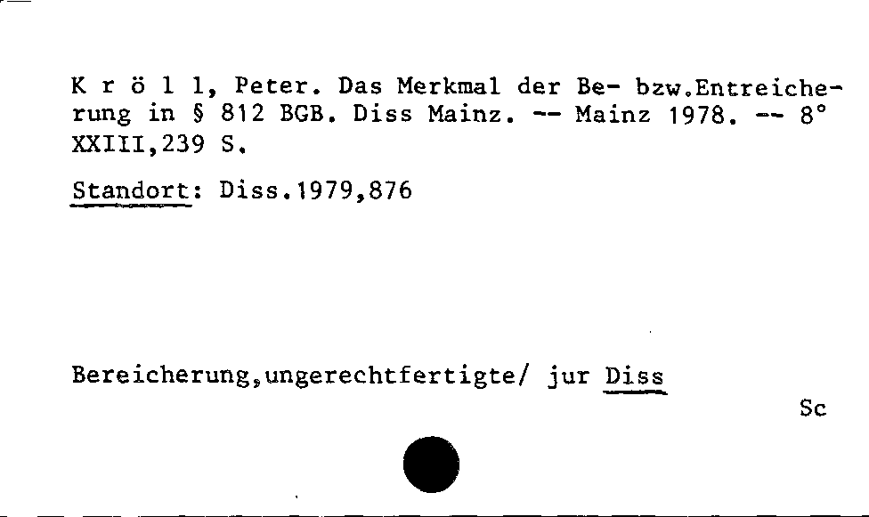 [Katalogkarte Dissertationenkatalog bis 1980]