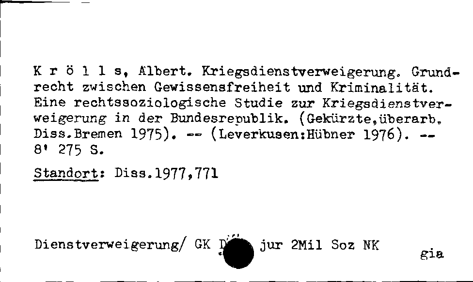 [Katalogkarte Dissertationenkatalog bis 1980]