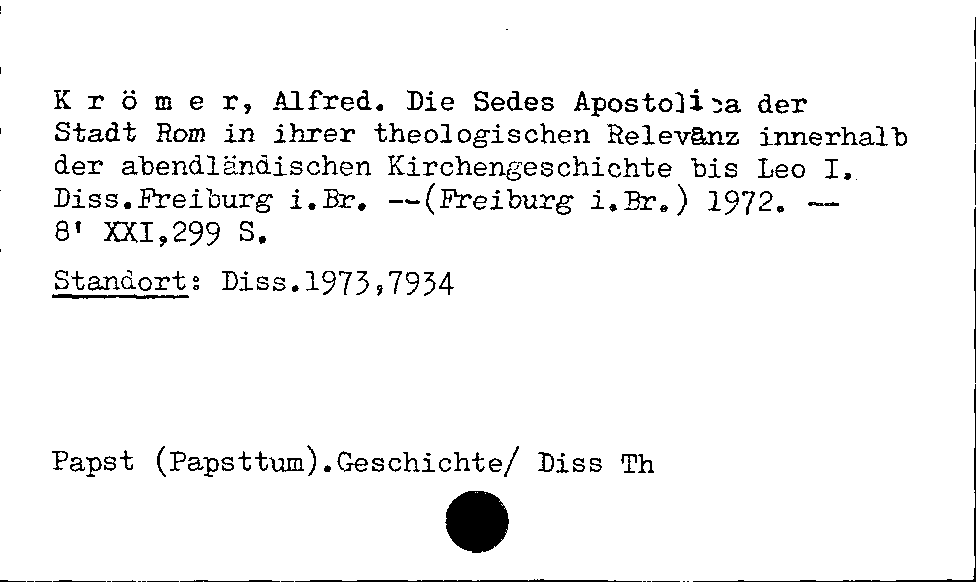 [Katalogkarte Dissertationenkatalog bis 1980]