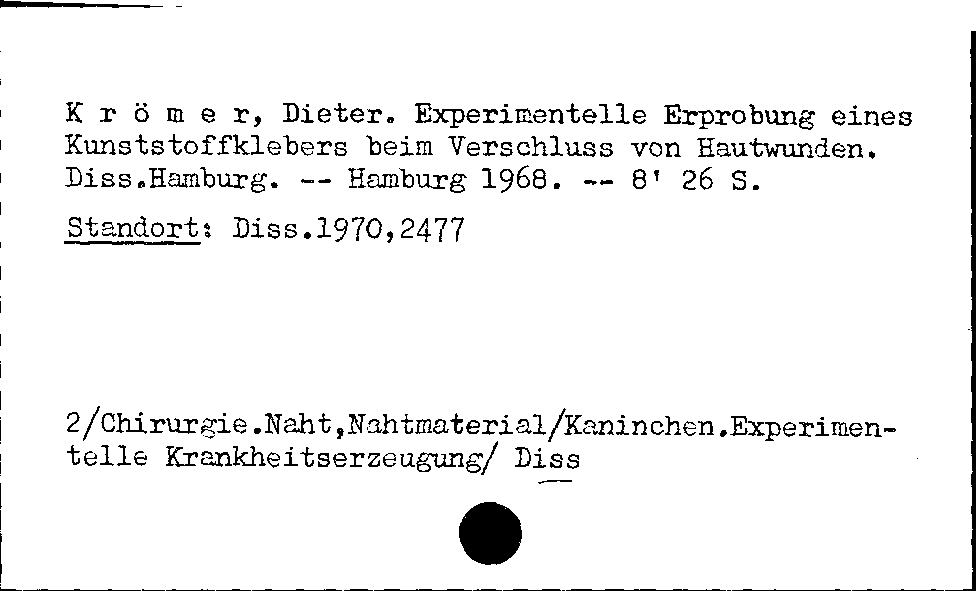 [Katalogkarte Dissertationenkatalog bis 1980]