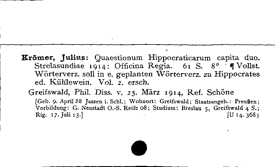 [Katalogkarte Dissertationenkatalog bis 1980]