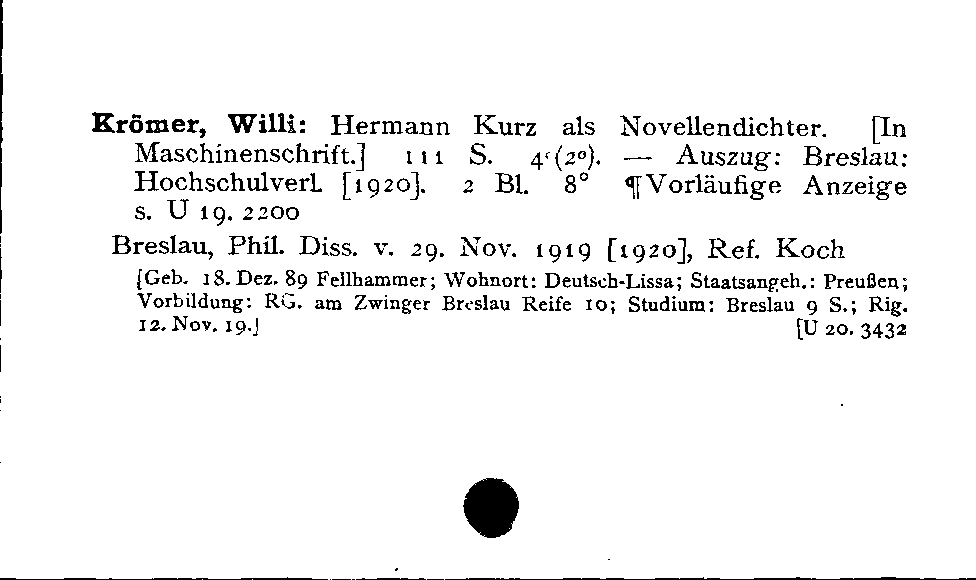 [Katalogkarte Dissertationenkatalog bis 1980]