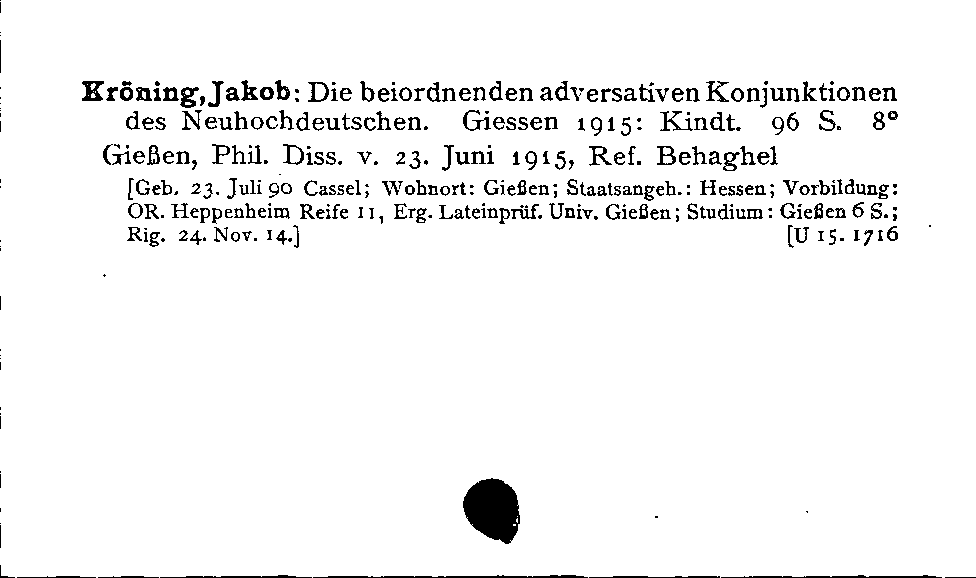 [Katalogkarte Dissertationenkatalog bis 1980]