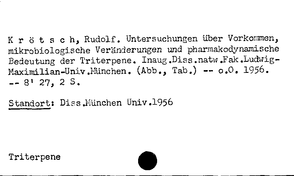 [Katalogkarte Dissertationenkatalog bis 1980]