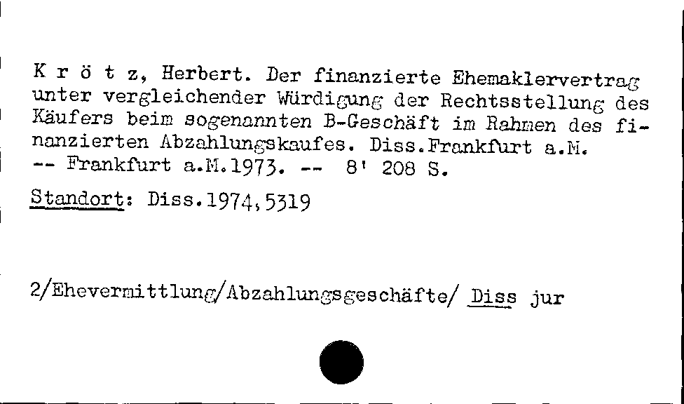 [Katalogkarte Dissertationenkatalog bis 1980]