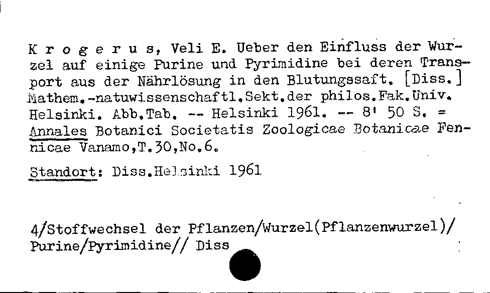 [Katalogkarte Dissertationenkatalog bis 1980]