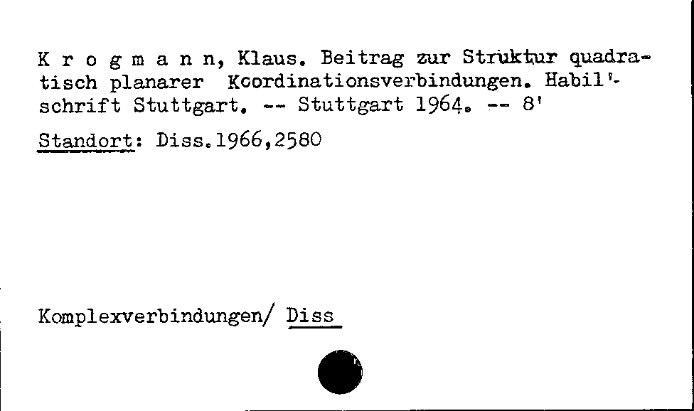 [Katalogkarte Dissertationenkatalog bis 1980]