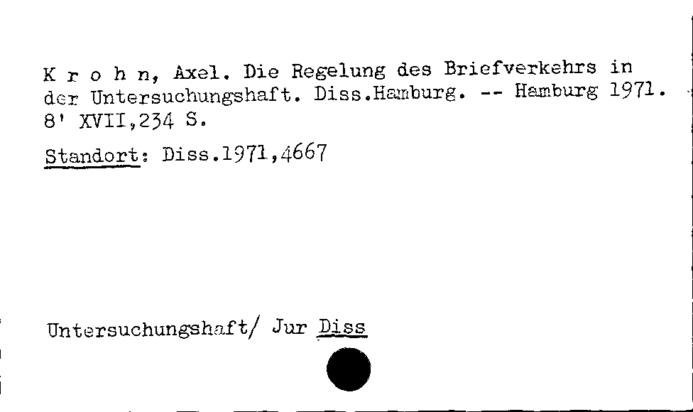 [Katalogkarte Dissertationenkatalog bis 1980]