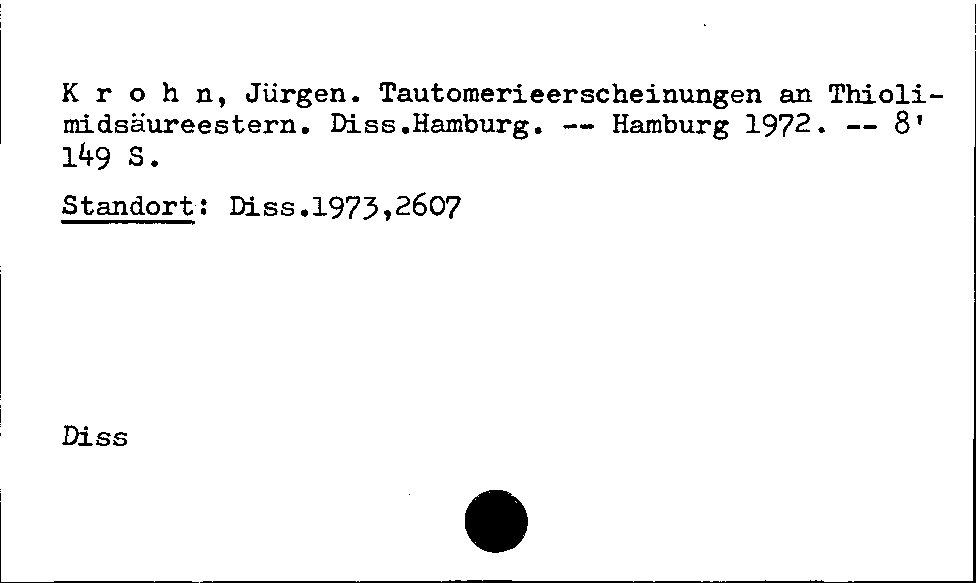 [Katalogkarte Dissertationenkatalog bis 1980]