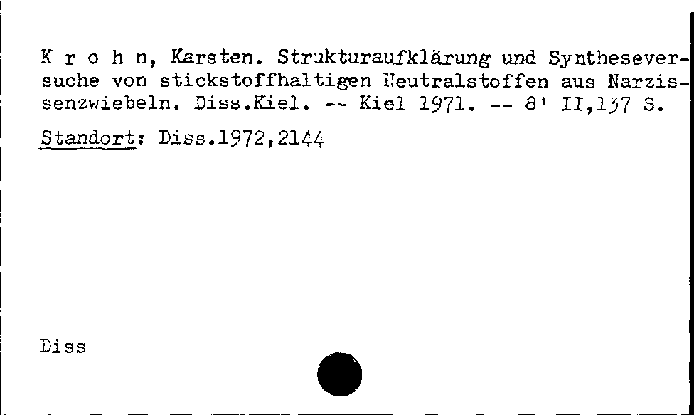 [Katalogkarte Dissertationenkatalog bis 1980]