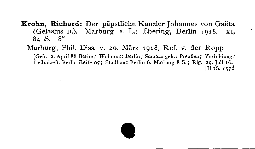 [Katalogkarte Dissertationenkatalog bis 1980]