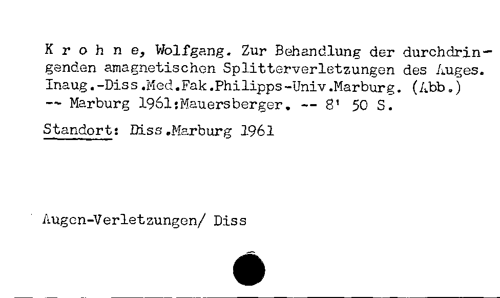 [Katalogkarte Dissertationenkatalog bis 1980]