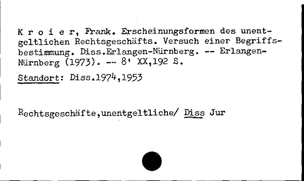 [Katalogkarte Dissertationenkatalog bis 1980]