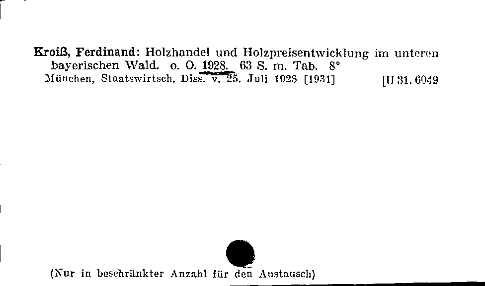 [Katalogkarte Dissertationenkatalog bis 1980]