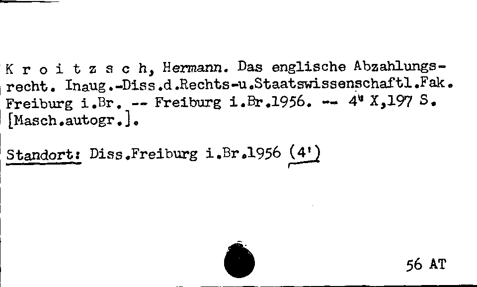 [Katalogkarte Dissertationenkatalog bis 1980]