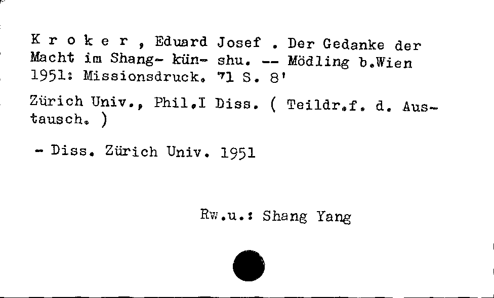 [Katalogkarte Dissertationenkatalog bis 1980]