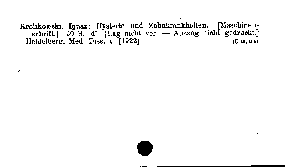 [Katalogkarte Dissertationenkatalog bis 1980]