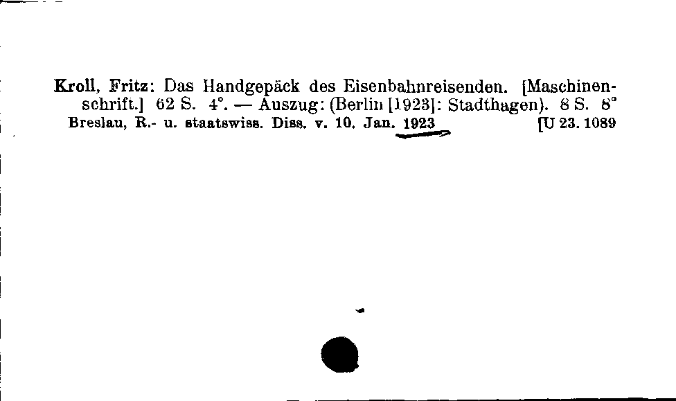 [Katalogkarte Dissertationenkatalog bis 1980]