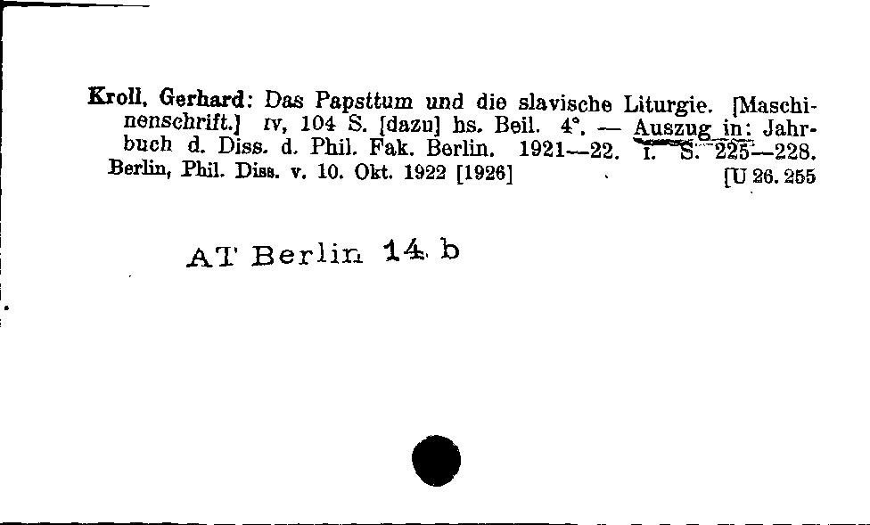 [Katalogkarte Dissertationenkatalog bis 1980]