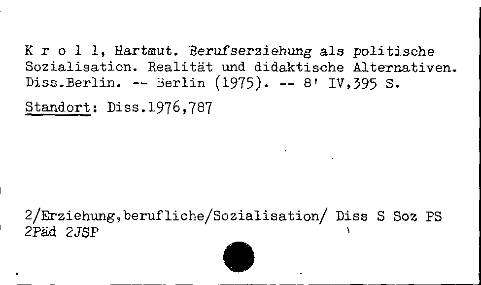 [Katalogkarte Dissertationenkatalog bis 1980]