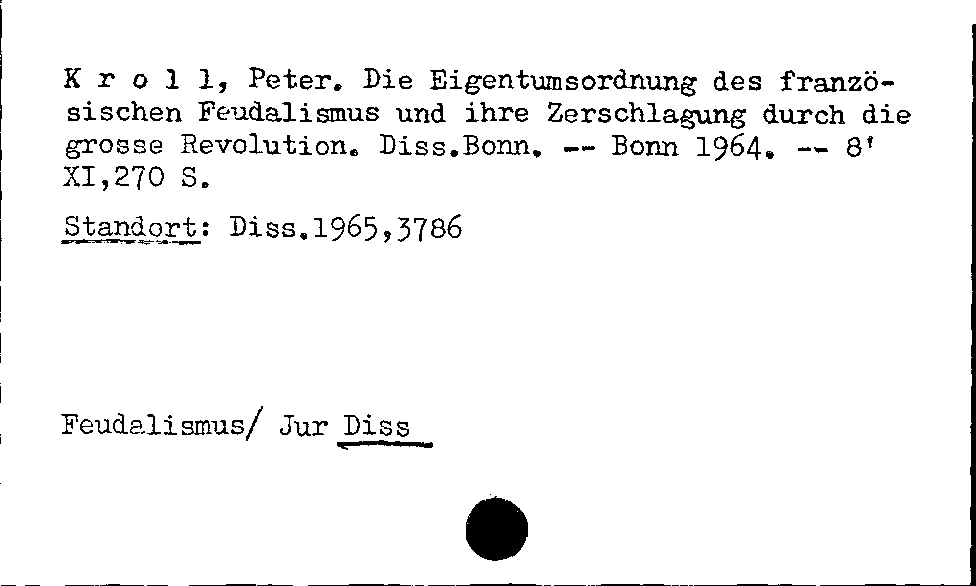 [Katalogkarte Dissertationenkatalog bis 1980]