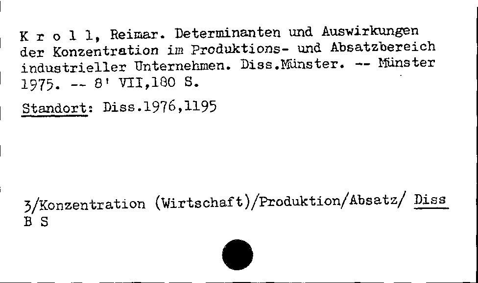 [Katalogkarte Dissertationenkatalog bis 1980]