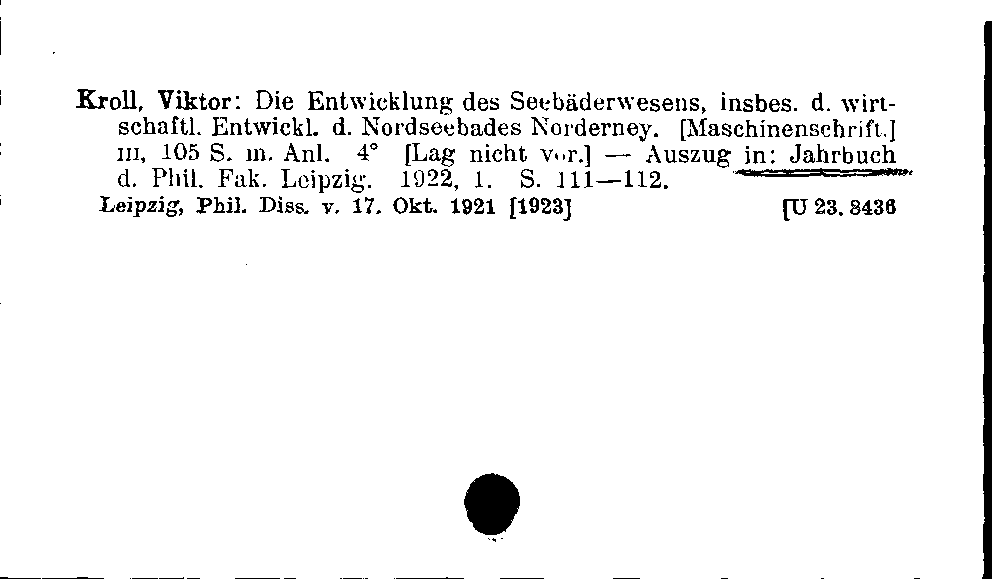 [Katalogkarte Dissertationenkatalog bis 1980]