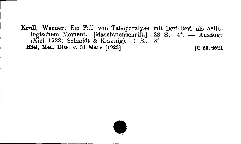 [Katalogkarte Dissertationenkatalog bis 1980]