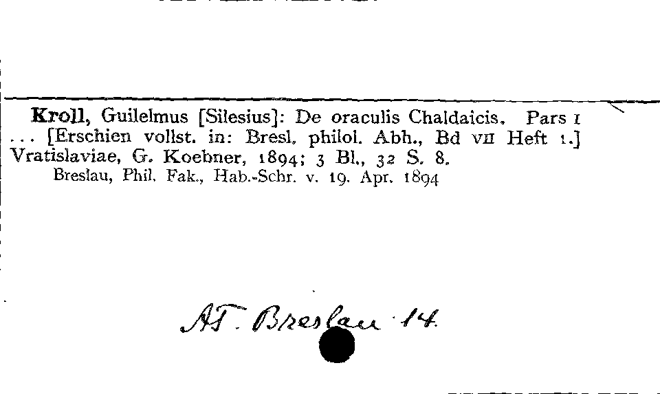 [Katalogkarte Dissertationenkatalog bis 1980]