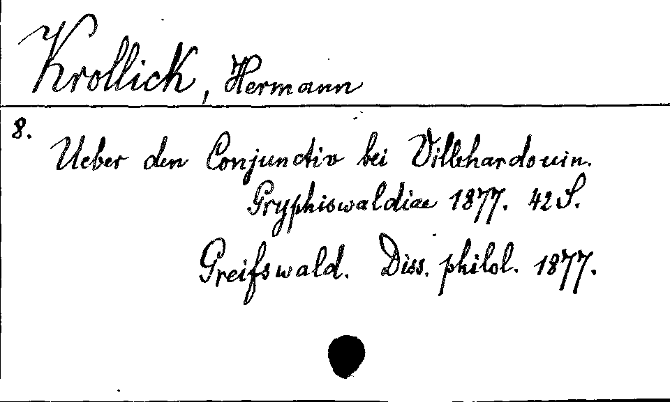 [Katalogkarte Dissertationenkatalog bis 1980]