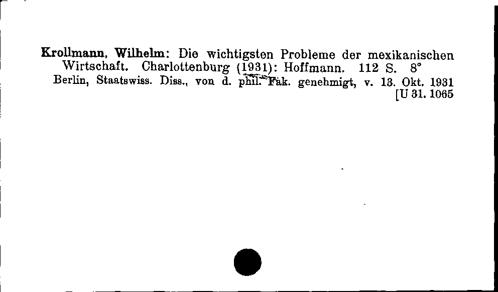 [Katalogkarte Dissertationenkatalog bis 1980]