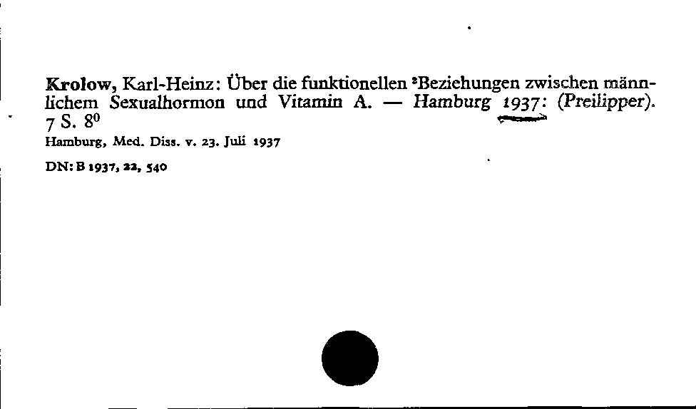 [Katalogkarte Dissertationenkatalog bis 1980]