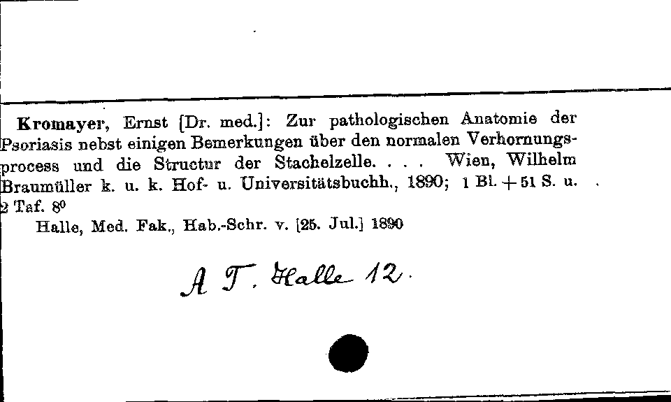 [Katalogkarte Dissertationenkatalog bis 1980]