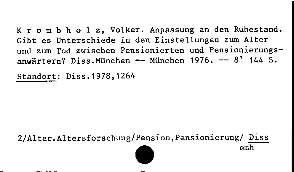 [Katalogkarte Dissertationenkatalog bis 1980]