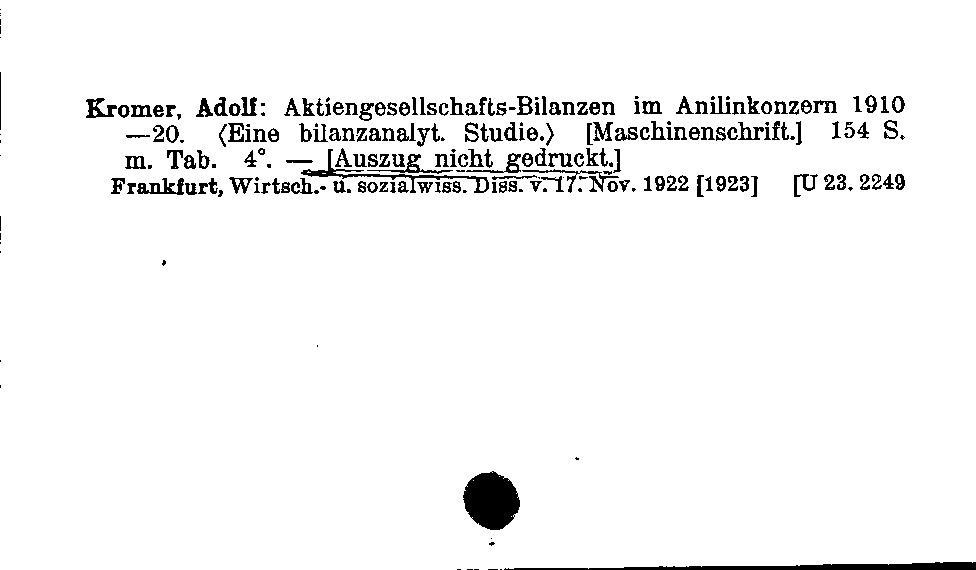 [Katalogkarte Dissertationenkatalog bis 1980]