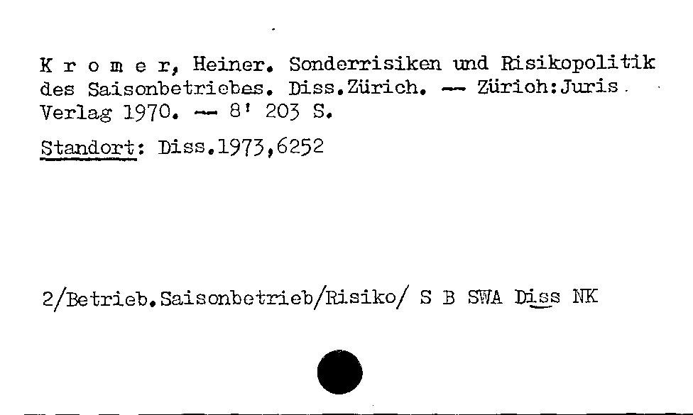 [Katalogkarte Dissertationenkatalog bis 1980]