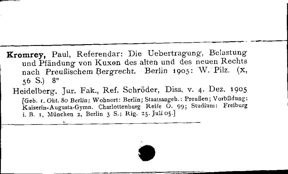 [Katalogkarte Dissertationenkatalog bis 1980]