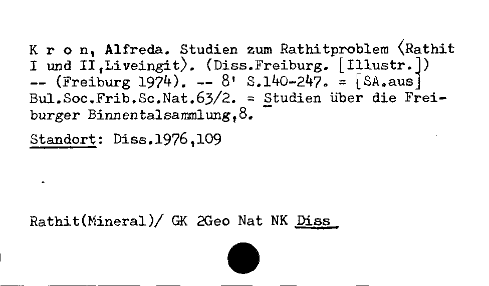 [Katalogkarte Dissertationenkatalog bis 1980]