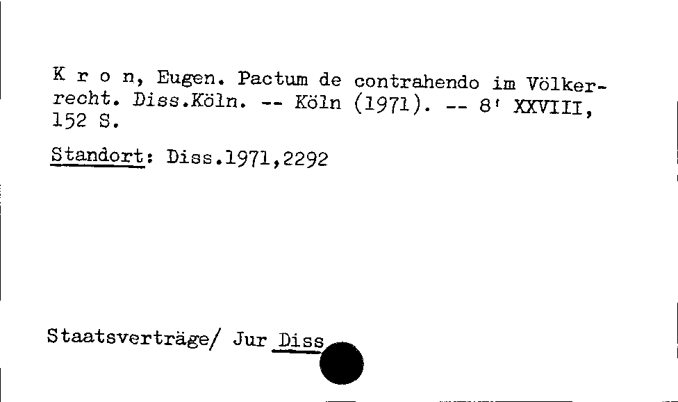 [Katalogkarte Dissertationenkatalog bis 1980]