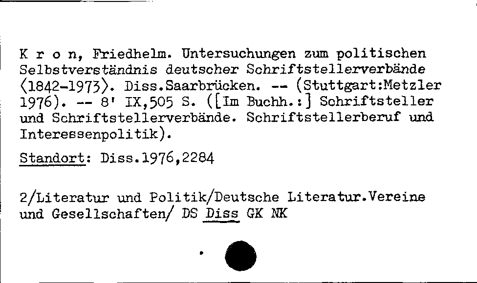 [Katalogkarte Dissertationenkatalog bis 1980]